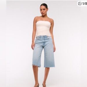Abercrombie Cream Tube Top and Light Blue Denim Culottes NWT